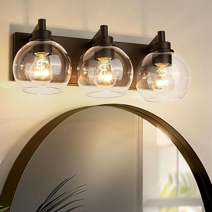 METWET Bathroom Light Fixtures Over Mirror, 3-Light Oil Rubbed Bronze Vanity