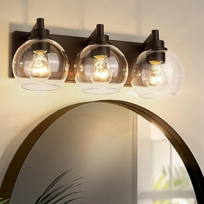 METWET Bathroom Light Fixtures Over Mirror, 3-Light Oil Rubbed Bronze Vanity