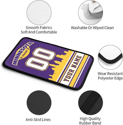 Custom Minnesota Car Armrest Covers Personalized Football Style with Name Number Customized Auto Center Console Pad Car Handrail Box Cushion for Most Vehicle Decor Accessories, Fans Gift