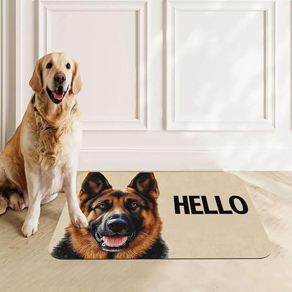 German Shepherd Dog Food Mat for Floors Waterproof,Quick Dry Anti-Slip Dog Bowl Mats for Food and Water,Pet Feeding Mats,Pet Placemat for Messy Drinkers to Protect Floors,Pets Supplies 23.62×15.75in