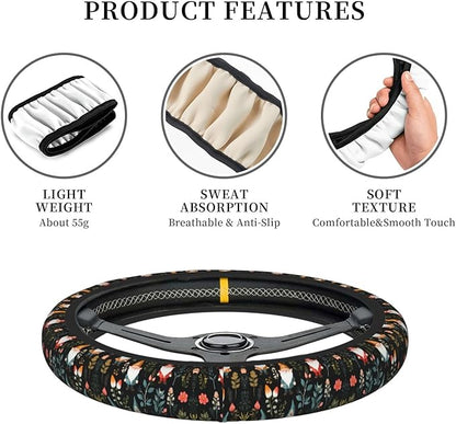 Nordic Gnomes Car Steering Wheel Cover, 15 Inch Steering Wheel Cover Stylish Decor for Most Cars