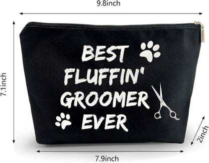 Dog Groomer Grooming Cosmetic Zipper Bag - Black Gift for Dog Lovers, Salon Gifts, Pet Groomer Tool Kit
