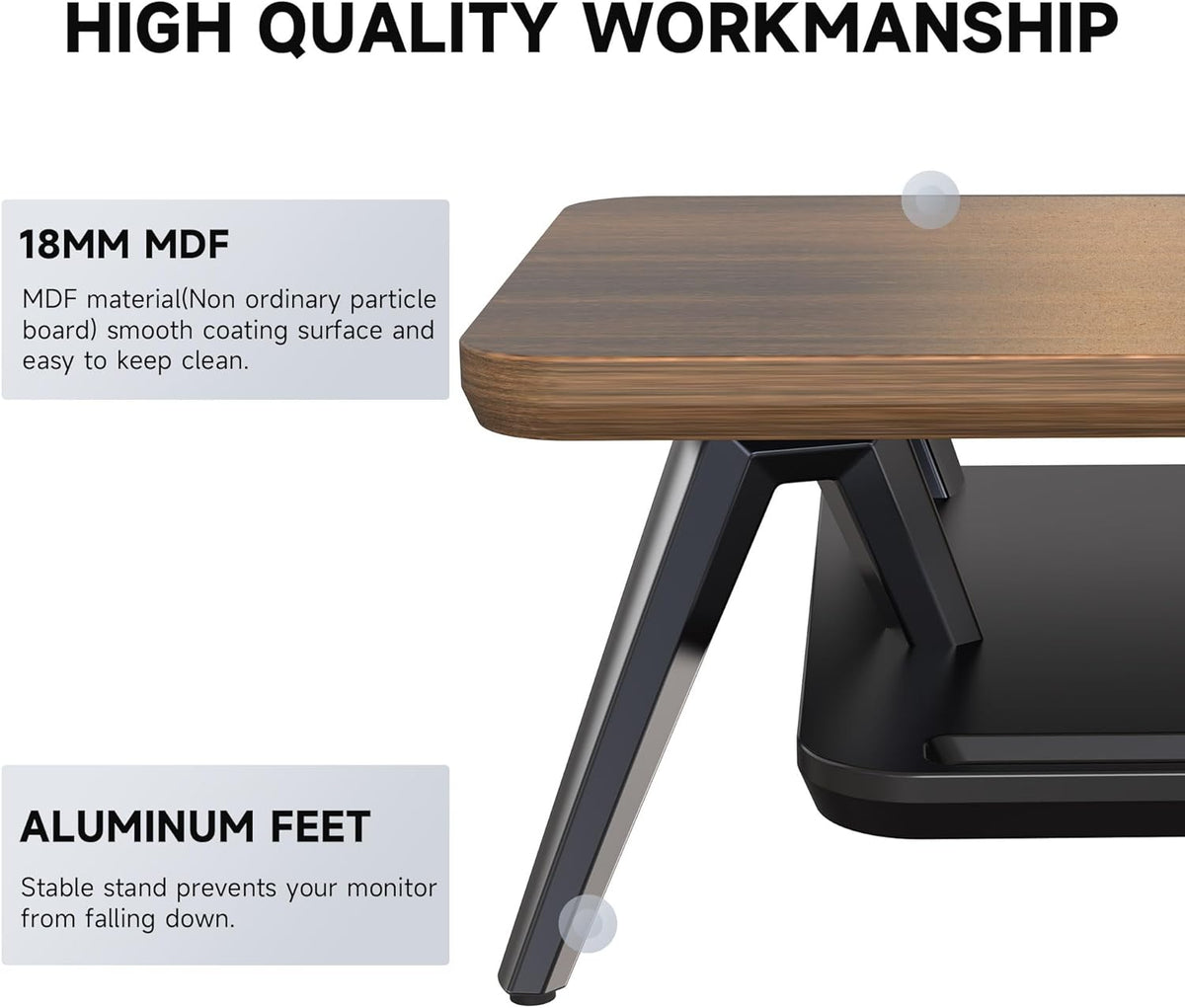 Fenge Dual Monitor Stand, Monitor Stands Riser for 2 monitors, 42.5 Inch Wood Desk Shelf with Storage Organizer and Cable Management for Office Desk Accessories