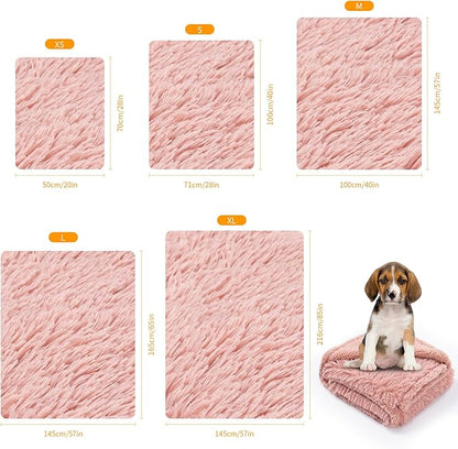 Wowchine Pink Fluffy Waterproof Dog Blanket Long Faux Fur 85x57in Big Pet Blankets Cozy Warm Couch Mat King Size Bed Cover Washable(Pink,XL-85 * 57in)