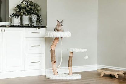 Mau Lifestyle White Rizzo Cat Tree, 32" H, 27 LBS