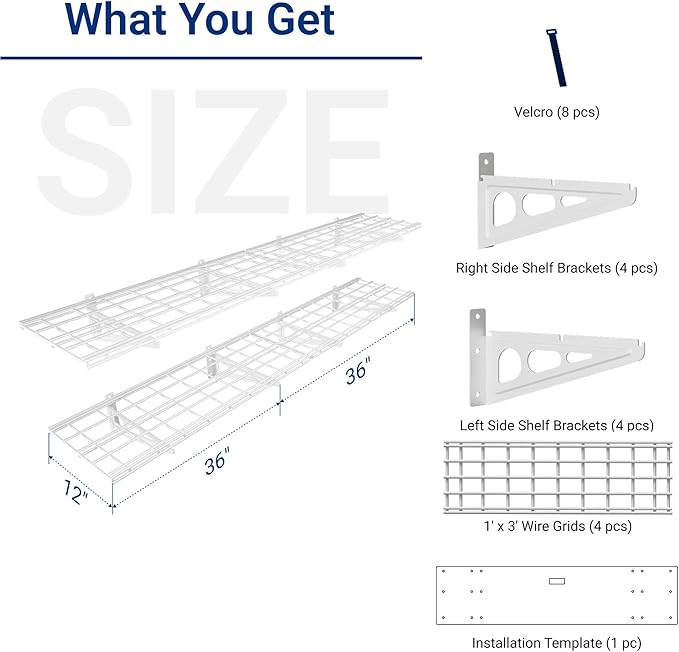 FLEXIMOUNTS 12-inch-by-72-inch Wall Shelf Garage Storage Rack Wall Mounted