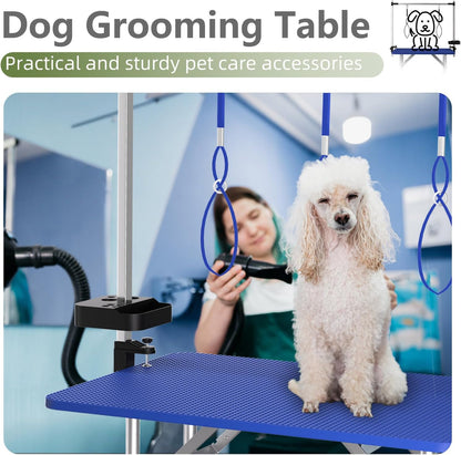 VFK 47'' Large Dog Grooming Table Stainless Steel Foldable Grooming Table for Dogs at Home Adjustable Height Arms Pet Station with Nooses, Mesh Tray, Tool Organizer