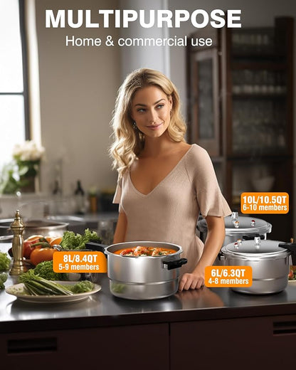 WantJoin 11Qt Aluminum Pressure Cooker w/Release Valve & Multiple Protective