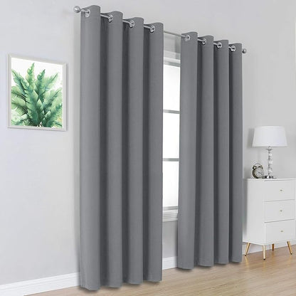 DUALIFE Grey Blackout Curtains for Bedroom 84 inches Long 2 Panels Grommet