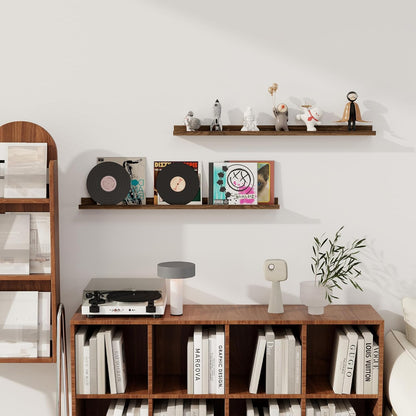 Axeman Floating Shelves for Wall - Picture Ledge Shelf Set of 2-36 Inch Floating Shelves with Lip - Walnut Picture Shelf for Wall with Ledge - Photo Ledge Shelves for Pictures Nursery Books