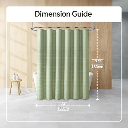 TURKIO Sage Green Shower Curtain Waffle Weave Shower Curtain Striped Fabric Shower Curtains for Bathroom, Green Bathroom Decor, (72Wx72H, Sage Green)