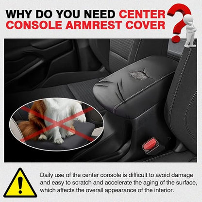 Karltys for Kia Soul Center Console Cover 2020-2024 2025, Leather Middle Console Cover for Kia Soul Accessories Waterproof Armrest Seat Box Cover Elbow Cushion Pad Protector Anti-Scratch