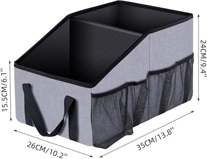Smof Car Seat Organizer-Car Organizer Front Back Seat for Kids Collapsible Car Backseat Storage with Detachable Divider, Cup Holders & Mesh Pockets, Small Travel Organization for Trunk