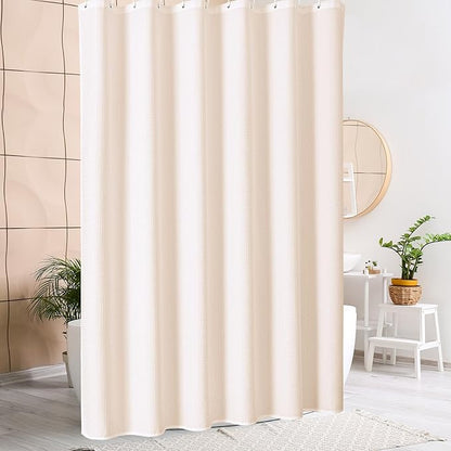 MitoVilla Pink Shower Curtain 72 x 78, Long Waffle Fabric Shower Curtains for Modern Luxury Bathroom Decor, Heavy Duty Hotel Cloth Shower Curtains 78 inch Long, Blush Pink