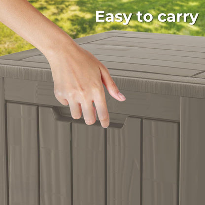 35 Gallon Outdoor Storage Box Waterproof Lockable Resin Deck Box Large, Patio Storage Bin for Pool Accessories Cushion Furniture, Garden Tools, UV-Resistant Outside Delivery Grey