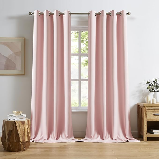 DUALIFE Baby Pink Curtains Panels