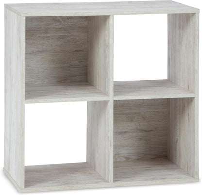 Signature Design by Ashley Paxberry Coastal 4 Cube Storage Organizer or Bookcase, Whitewash