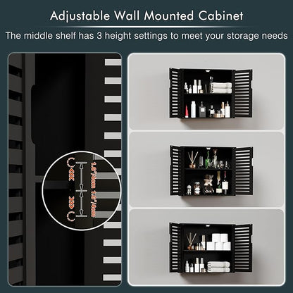 HITNET Black Bathroom Storage Cabinet, Hanging Medicine Cabinet