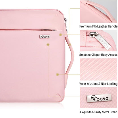 Voova Laptop Sleeve Case 15.6 16 Inch with Handle, 360° Protective Waterproof Slim Computer Bag Cover Compatible with MacBook Pro M2/M3/M4 16, HP Acer Lenovo Yoga ThinkPad Asus Laptop, Women, Pink