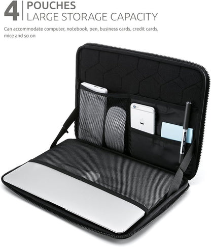 360° Protective Laptop Sleeve for 13-inch MacBook Air M2/A2681 M1/A2337 2018-2022, MacBook Pro M2/A2686 M1/A2338 2016-2022, Water-Resistant Case for 12.9 iPad Pro 6th/5th/4th/3rd Gen, Black