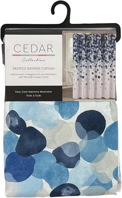 Serafina Home Modern Navy Blue Fabric Shower Curtain for Bathroom: Cascading Water Splash Pattern of Navy, Light Blue Light Grey and White
