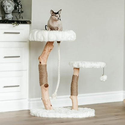 Mau Lifestyle White Rizzo Cat Tree, 32" H, 27 LBS