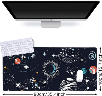 Space Galaxy Gaming Mouse Pad XXL Large Desk Mouse Pad Keyboard Mat with Stitched Edges Waterproof Non-Slip Desk Mat for Laptop,Keyboard,Computer 35.4 * 15.7 Inch