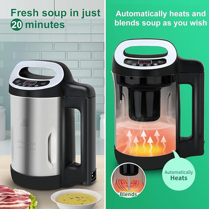 Soup Maker 1.6 L, 4-in-1 Multifunctional Smooth Soup and Chunky Soup Machine