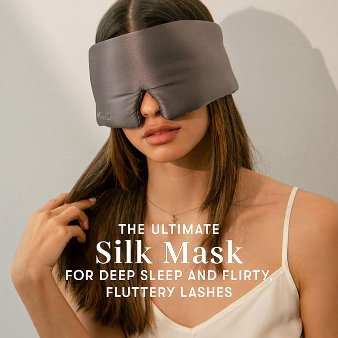 DROWSY Eyelash Protecting Silk Sleep Mask for Natural Lashes & Extensions. Deep Eye Cups, Zero Pressure, Total Blackout, Full Wraparound (Moonlight Shadow)