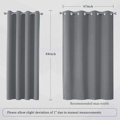 DUALIFE Grey Blackout Curtains for Bedroom 84 inches Long 2 Panels Grommet