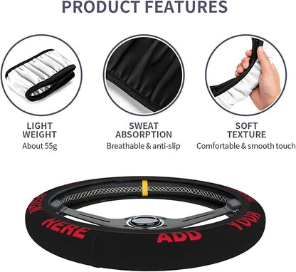 Custom Steering Wheel Cover - Personalized Anti Slip Car Wheel Protector - Add Your Image Text Universal 15 Inch Fit Suit For Cars, Truck, Suv, Trailer (Custom, One Size)