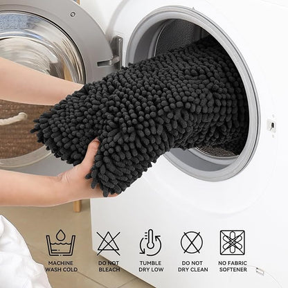 Bcoimo 70"×24" Absorbent Bath Mat, Non-Slip with Backing Chenille Bath Rug and Machine Washable Bathroom Mat Quick-Dry Design. Ideal for Bathroom and Tub Areas