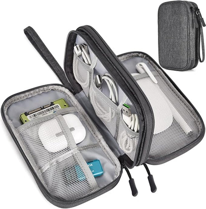 Electronic Organizer Travel Cable Accessories Bag, Electronic Organizer Case, Waterproof Electronic Accessories Organizer Bag for Power Bank, Charging Cords, USB Cable (Dark Gray)