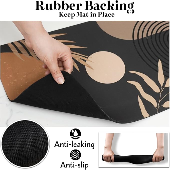Dog Food Mats for Floors Super Absorbent, Pet Cat Food Mat - Non Slip Dog Bowl Mats for Food and Water, Eco-Friendly Boho Dog Placemats Feeding Mat