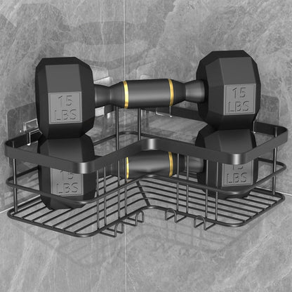 Yazoni Corner Shower Caddy, 4-Pack Adhesive Shower Shelves with Soap Holder No Drilling, Rustproof Bathroom Shower Organizer Storage, Black
