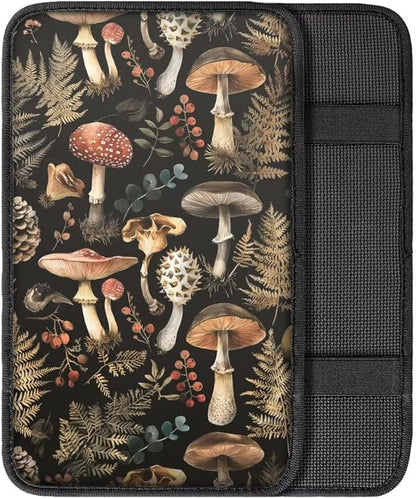 Coldinair Vintage Mushroom Universal Car Center Console Pad Soft Armrest Protector Cover Fit for Most Vehicle,SUV,Truck,Car Interior Accessories Decor