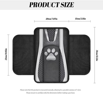 Metal-Like Dog Paw Print Car Armrest Cover Washable Middle Console Cover Scratch-Resistant Armrest Seat Box Cover Protector Auto Armrest Pad Universal for Most Vehicle SUV Truck Car