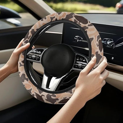 SEANATIVE Duck Camo Hunting Auto Steering Wheel Cover Auto Interior Protector Accessiores,Non-Slip Universal fit 15 inch, for Van Car Sedan SUV