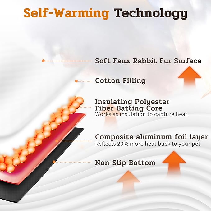 NWK Pack of 4 Fluffy Self Warming Cat Mat, Cat Blanket, Thermal Dog Mat, Washable, Non-Slip Bottom for Sofa & Crate & Kennel & Car Seat (Creamy White, X-Large (43.5'' X 27.5'' X 0.7''))