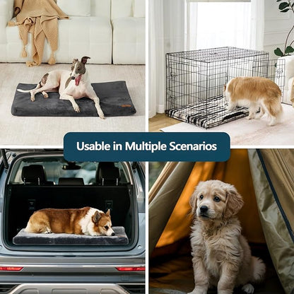 LIORCE Dog Bed for Small Dogs - Puppy Dog Crate Pad with Removable Washable Cover and Waterproof Lining - Memory Foam Dogs Kennel Mat - Reversible Pet Bed (Cool & Warm), 24 x 18, Dark Grey