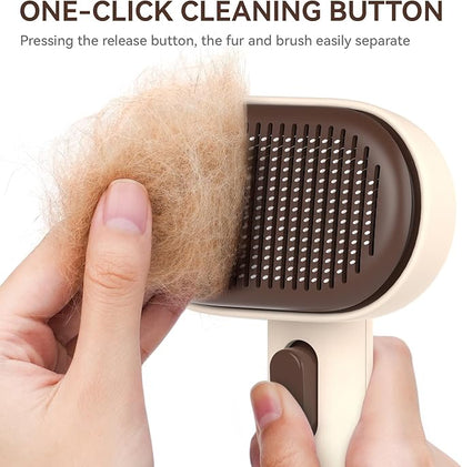 Aumuca Cat Brushes for Indoor Cats Dog Hair Brush for Shedding Long or Short Haired Cats Grooming Deshedding Brush for Dog Kitten Horse Massage Removes Loose Fur, Brown