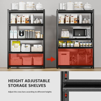 35" W Father&I Industrial Heavy-Dudy Garage Shelving Units/Systems: Metal 5-T Storage Shelves Adjustable for Basement/Closet/Tote/Kitchen/Pantry Organization, 72" H*35" W *15.7" D, Black