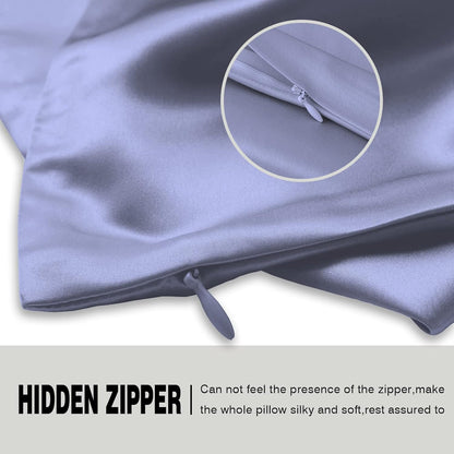 Natural Mulberry Silk Pillowcase for Hair and Skin Queen Size 20"X30" Silk Pillow Case with Hidden Zipper Soft Breathable Smooth Cooling Silk Pillow Covers for Sleeping(Grayish Blue,Queen,1Pcs)