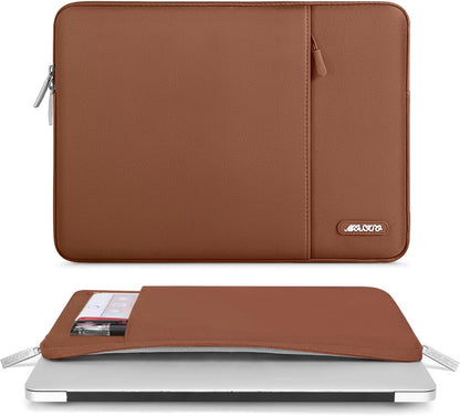 MOSISO Laptop Case 13.3 inch, 13-13.3 inch Laptop Sleeve Compatible with MacBook Air/Pro 13/Pro 14 M5 M4 M3 M2 M1, HP Dell ASUS Lenovo,Polyester Vertical Computer Sleeve Bag with Pocket, Caramel Brown