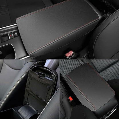 AOMSAZTO Armrest Covers for 2011-2016 Jeep Compass Black with Red Stiches