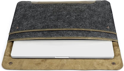 MegaGear Genuine Leather and Fleece MacBook Bag Laptop Sleeve for MacBook Pro and MacBook Air Case 14 Inch - 13 Inch (M4, M3, M2, M2, M1, Pro, Max) 13.3 Inch, iPad Pro 12.9 Inch - 2020 to 2024 Models