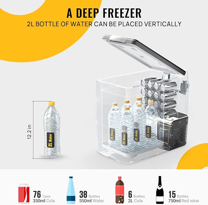 BougeRV 12V Portable Refrigerator 53 Quart Car Freezer Fridge Electric