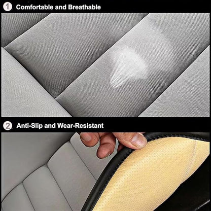 Generic Car Seat Cushion with Lumber Support Pillow- Used Memory Foam Design to Relief Pain and Enhanced Comfort for Automotive Seat Driver, Ergonomic Lumbar Comfort for Long Sitting, Light Grey