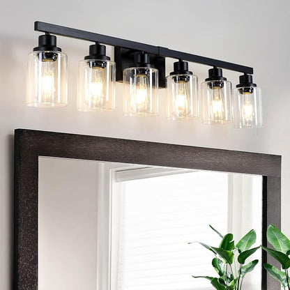 DIKAIDA 6-Light Black Vanity Lights 38'' Modern Bathroom Vanity Lighting