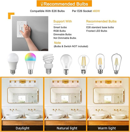 6 Light Bathroom Light Fixtures, Large Gold Bathroom Vanity Light